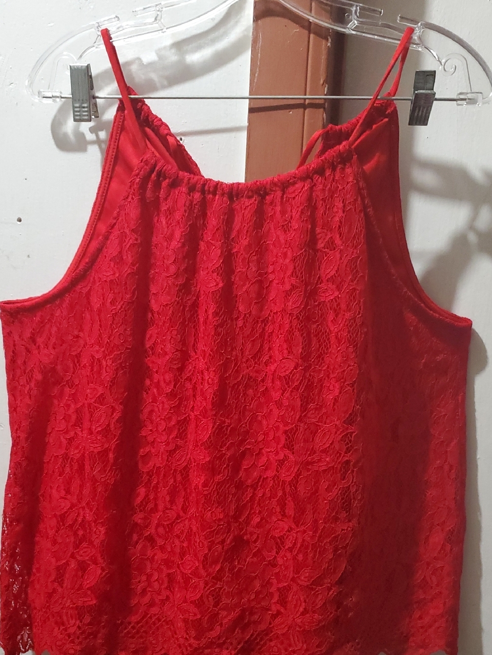 Red Lace Sleeveless Tank Top Size XXL 2XG , (19)